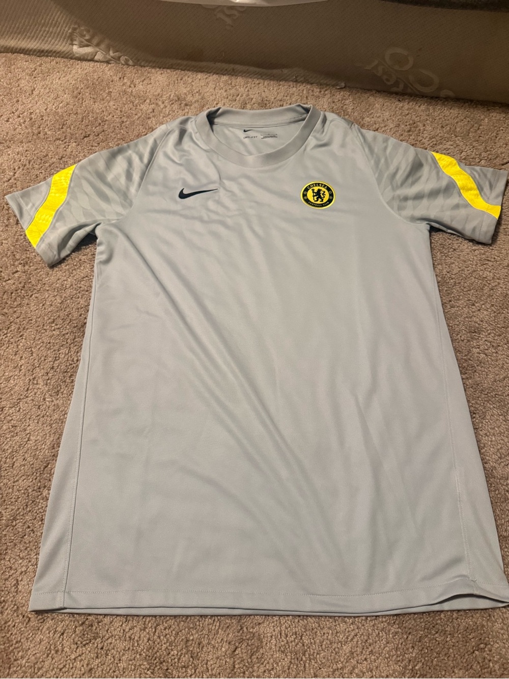 Nike Chelsea FC Light Gray Training Tee with Yellow Accents